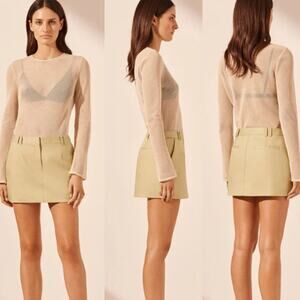 Shona Joy Sabato Cotton Blend Low Rise Micro Mini Skirt Khaki Beige Women's US 2